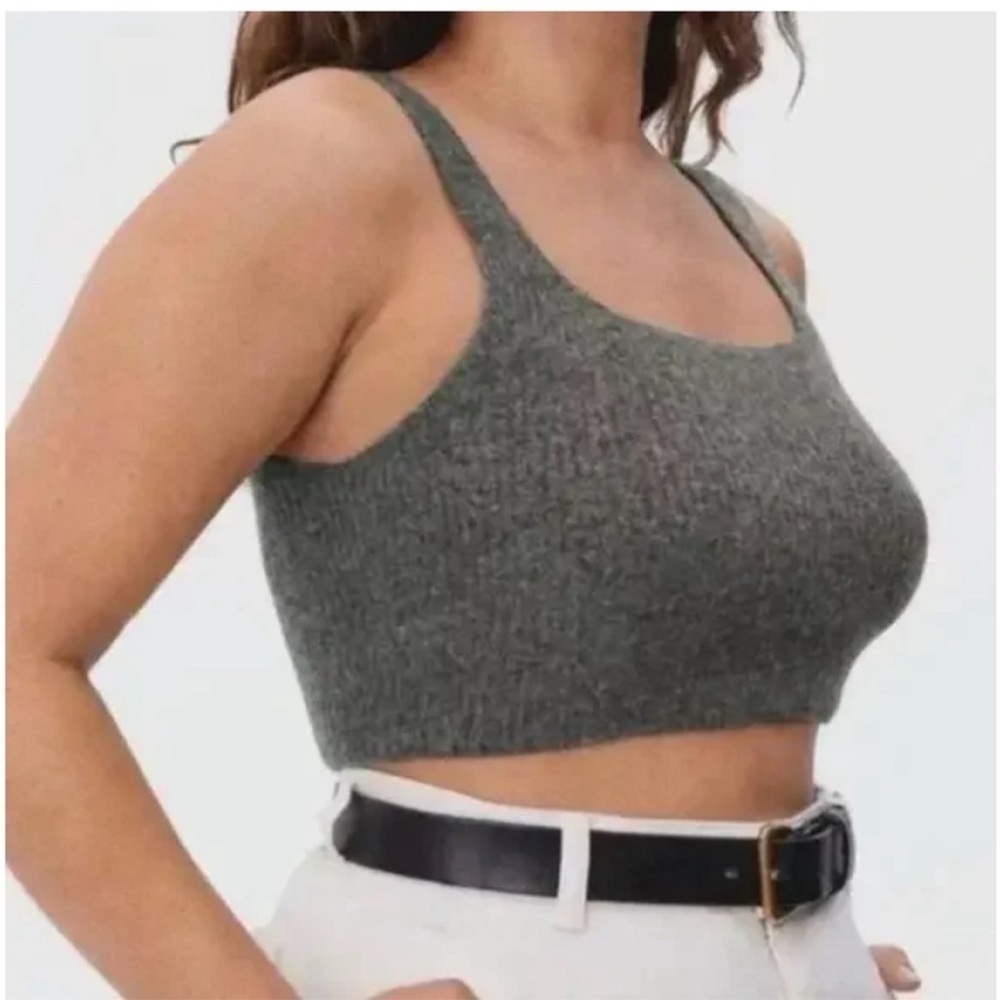 Everlane The Cozy Stretch Tank in Heathered Charcoal Grey Extra Small NWT